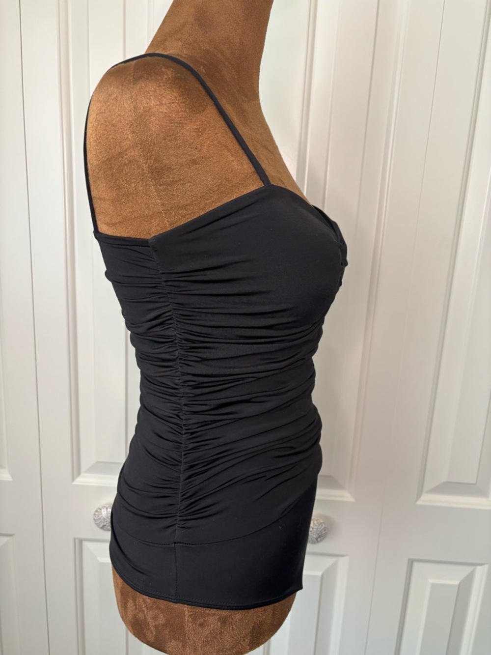 Express Black Body Contour Compression Ruched Bodysuit With Bra Cups, Small - Picture 5 of 8